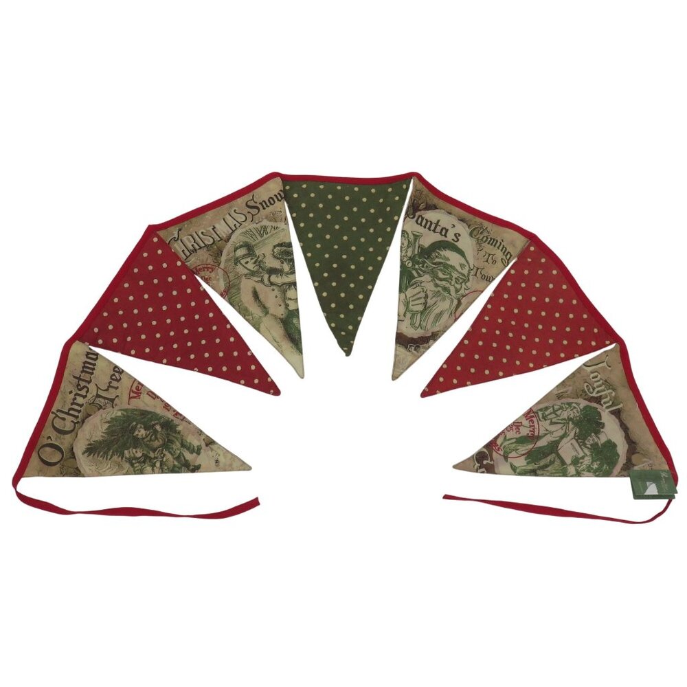 Bethany Lowe Christmas Holiday Red Green Reversible Pennant Flag Garland NEW